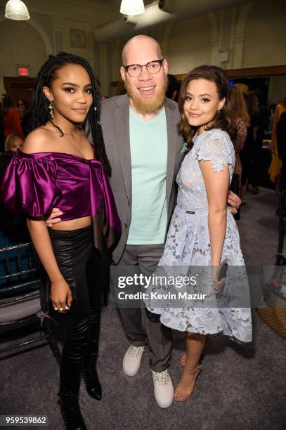 China Anne McClain, Marvin "Krondon" Jones III and Sarah Jeffrey attend The CW Network's 2018 upfront at New York City Center on May 17, 2018 in New...