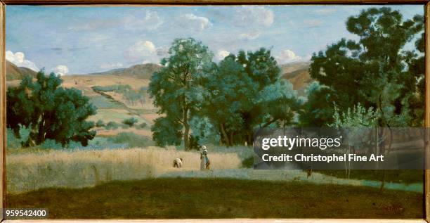 Wheat field in the Morvan in 1842 , Corot Camille , Musee Des Beaux Arts in Lyon,, France.