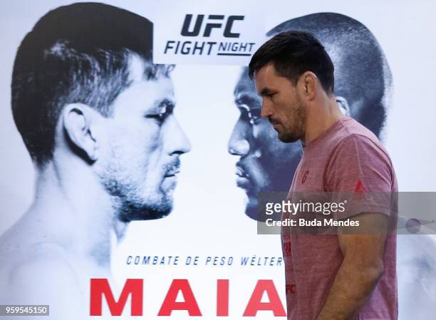 Men's welterweight contender Demian Maia of Brazil looks on during Ultimate Media Day on May 17, 2018 in Santiago, Chile.