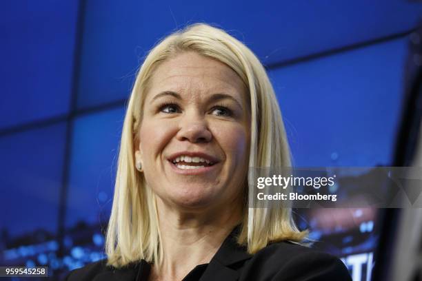 Sarah Urbanowicz, corporate vice president and chief information security officer of AECOM, speaks during a Bloomberg Future of Cybersecurity...