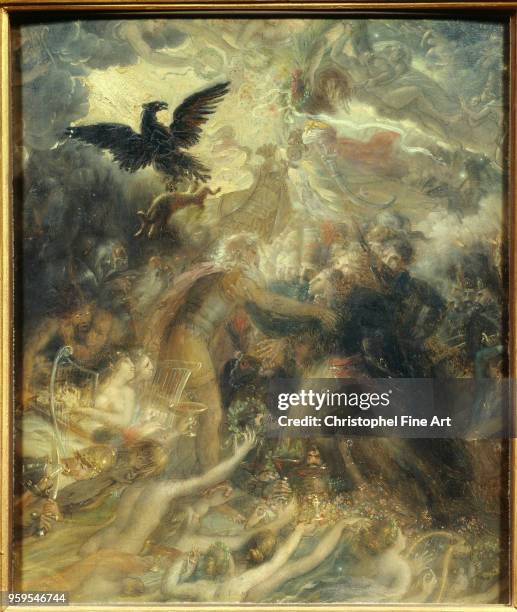 The apotheosis of french dead heroes for their country during the war of freedom or the shadows of french hero received by ossian in Elysee aerial)...