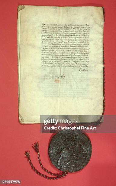 Ratification of the slave trade between Henry VIII and Francois I , French Art, National Archives in Paris, France,.