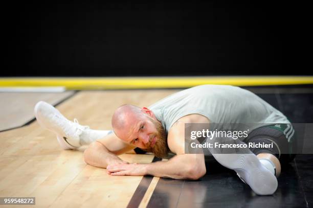 Antanas Kavaliauskas, #44 of Zalgiris Kaunas during the 2018 Turkish Airlines EuroLeague F4 Zalgiris Kaunas Official Practice at Stark Arena on May...