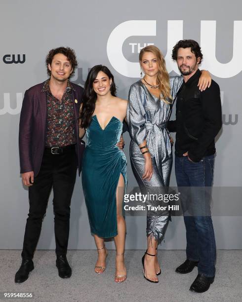 Michael Vlamis, Jeanine Mason, Lily Cowles, and Nathan Parsons attend the 2018 CW Network Upfront at The London Hotel on May 17, 2018 in New York...