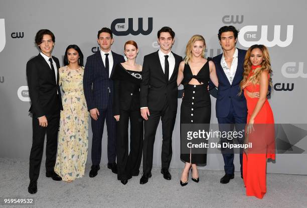 Cole Sprouse, Camila Mendes, Casey Cott, Madelaine Petsch, KJ Apa, Lili Reinhart, Charles Melton and Vanessa Morgan attend the 2018 CW Network...