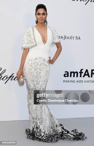Mallika Sherawat arrives at the amfAR Gala Cannes 2018 at Hotel du Cap-Eden-Roc on May 17, 2018 in Cap d'Antibes, France.