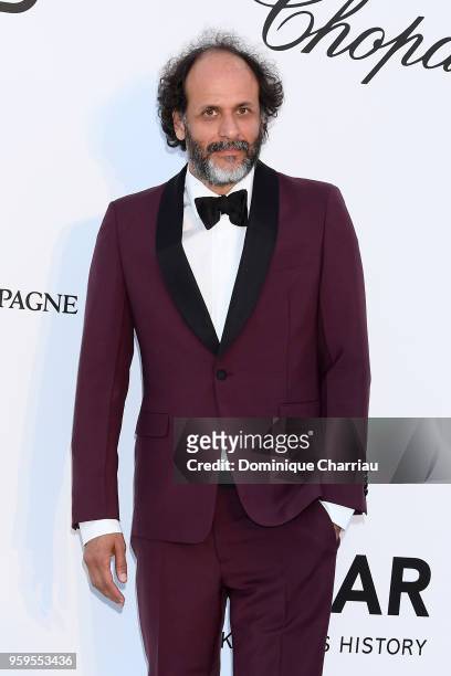 Luca Guadagnino, wearing Prada, arrives at the amfAR Gala Cannes 2018 at Hotel du Cap-Eden-Roc on May 17, 2018 in Cap d'Antibes, France.