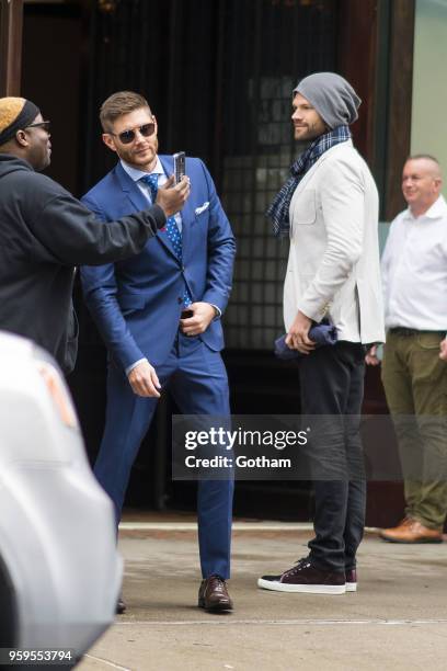 Jensen Ackles and Jared Padalecki are seen in Tribeca on May 17, 2018 in New York City.