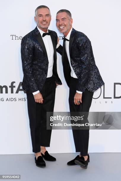 Dean and Dan Caten arrive at the amfAR Gala Cannes 2018 at Hotel du Cap-Eden-Roc on May 17, 2018 in Cap d'Antibes, France.