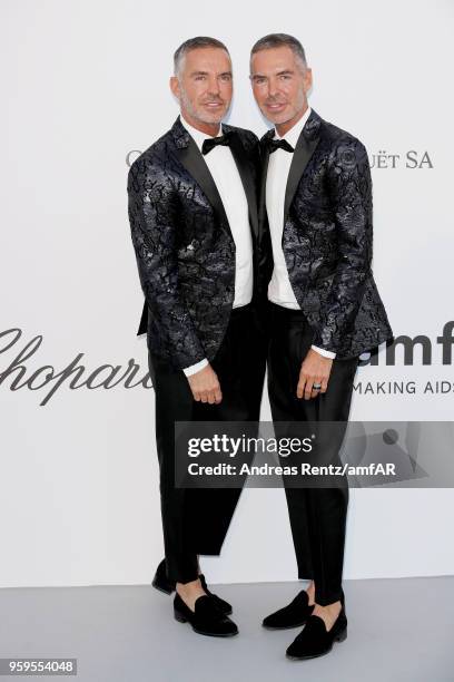 Dean and Dan Caten arrive at the amfAR Gala Cannes 2018 at Hotel du Cap-Eden-Roc on May 17, 2018 in Cap d'Antibes, France.