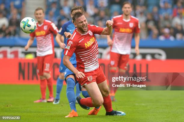 Benedikt Gimber of Regensburg gestures during the second Bundesliga match between VfL Bochum 1848 and SSV Jahn Regensburg at Rewirpower Stadium on...