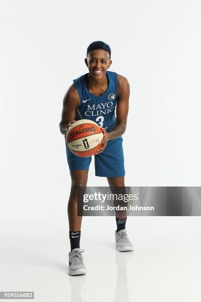 May 16: Danielle Robinson of the Minnesota Lynx poses for a portrait during 2018 Media Day on May 16, 2017 at Target Center in Minneapolis,...