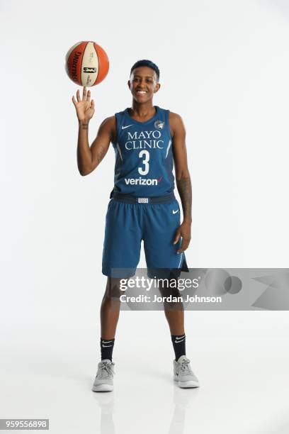 May 16: Danielle Robinson of the Minnesota Lynx poses for a portrait during 2018 Media Day on May 16, 2017 at Target Center in Minneapolis,...