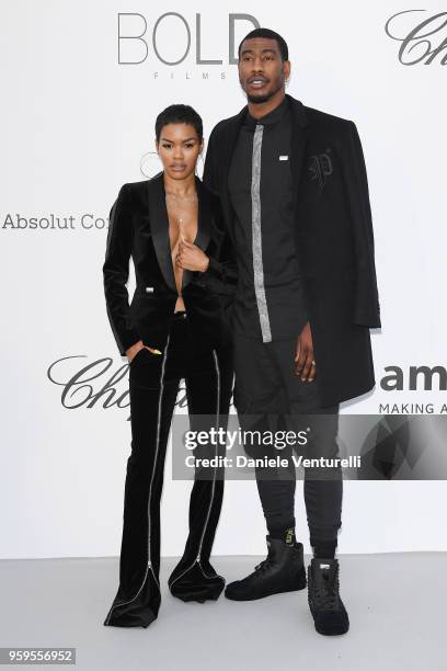 Teyana Taylor and Iman Shumpert arrive at the amfAR Gala Cannes 2018 at Hotel du Cap-Eden-Roc on May 17, 2018 in Cap d'Antibes, France.