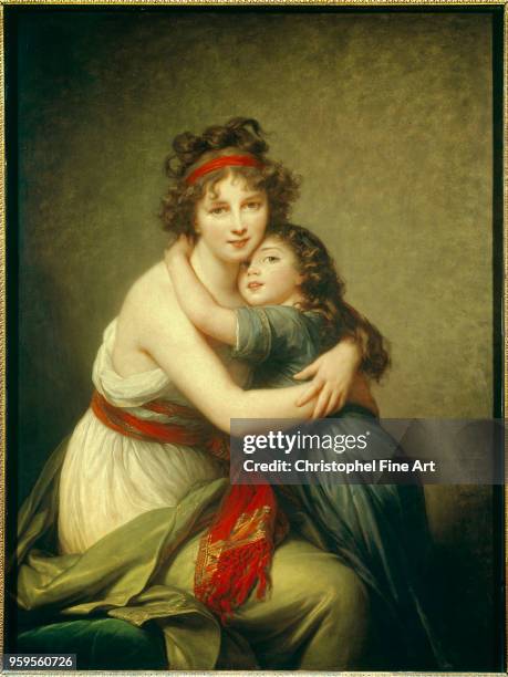 Portrait of Mrs, Vigee Lebrun and her daughter Julie , Vigee Lebrun Elisabeth , Louvre Museum, France.