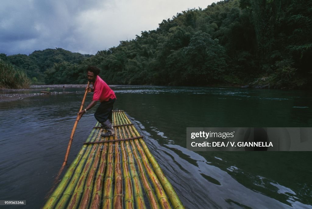 Bamboo raft on the Rio Grande