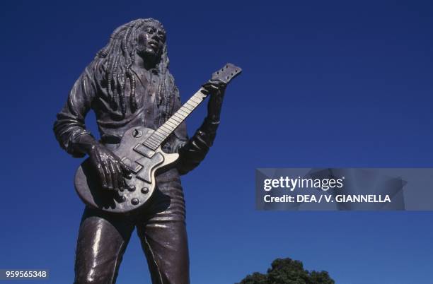 The statue of the Jamaican songwriter Bob Marley in Kingston, Jamaica.