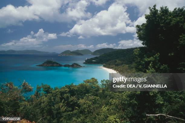 View of Trunk Bay, Virgin Islands National Park, island of Saint John, US Virgin Islands, United States of America.