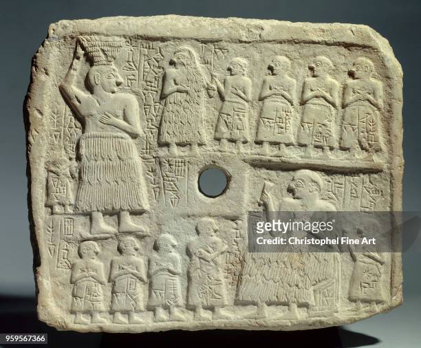 Bas relief of Ur - Nanshe, king of Lagash, Ceremony of the construction of a temple , Oriental Art, Louvre Museum, Mesopotamia.