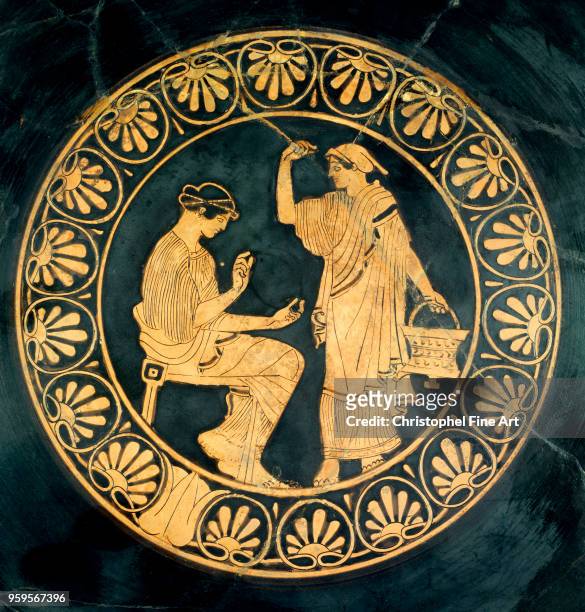 Greek Art, Wedding Painter, Gynaeceum Scene, 470 BC, Red-Figure Terracotta, Compiegne Vivenel Museum.