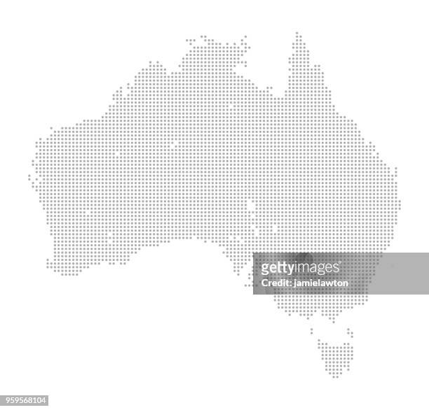 stockillustraties, clipart, cartoons en iconen met kaart van dots - australië en tasmanië - australian map