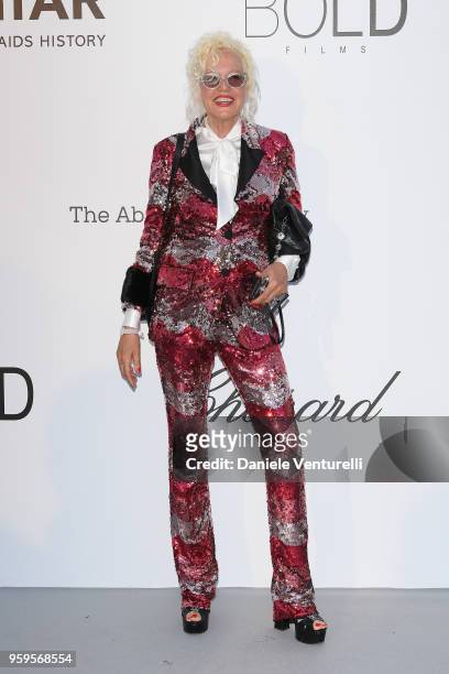 Ellen Von Unwerth arrives at the amfAR Gala Cannes 2018 at Hotel du Cap-Eden-Roc on May 17, 2018 in Cap d'Antibes, France.