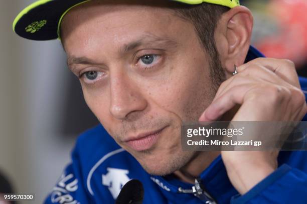 Valentino Rossi of Italy and Movistar Yamaha MotoGP speaks during the press conference during the MotoGp of France - Previews on May 17, 2018 in Le...