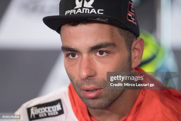 Danilo Petrucci of Italy and Pramac Racing speaks during the press conference during the MotoGp of France - Previews on May 17, 2018 in Le Mans,...