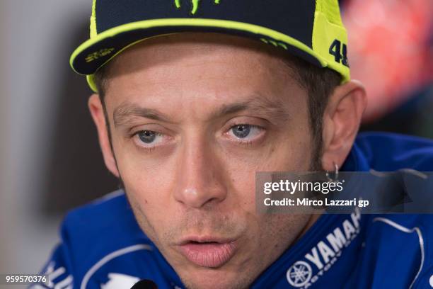 Valentino Rossi of Italy and Movistar Yamaha MotoGP speaks during the press conference during the MotoGp of France - Previews on May 17, 2018 in Le...