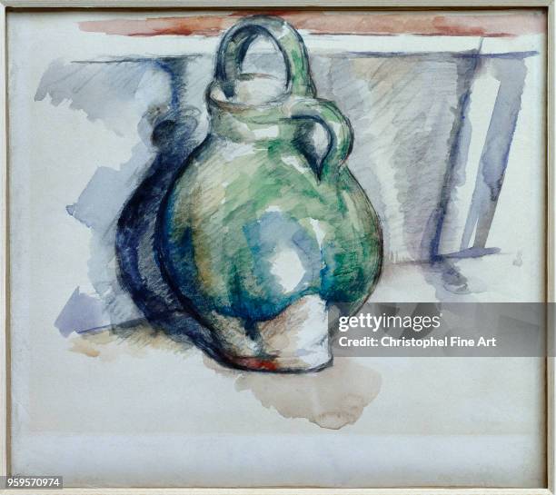 Paul Cezanne , French School, The Green little Jug, Circa 1885-1887, Pencil and Watercolour on paper 22 x 0,24 m, Paris Louvre Museum.