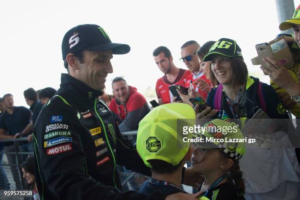 Johann Zarco of France and Monster Yamaha Tech 3 signs autographs for fansbefore the press conference during the MotoGp of France - Previews on May...