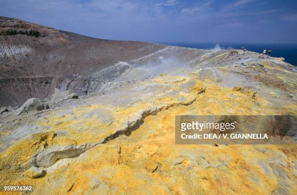 Fumarole from the Gran Cratere on the island of Vulcano, Aeolian Islands , Sicily, Italy.