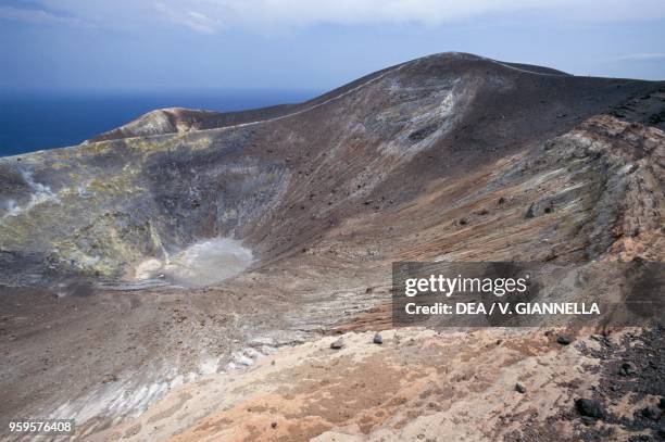 View of the Gran Cratere on the island of Vulcano,, Vulcano island, Aeolian Islands , Sicily, Italy.