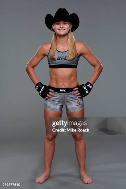 Andrea Lee poses for a portrait during a UFC photo session on May 16, 2018 in Santiago, Chile.