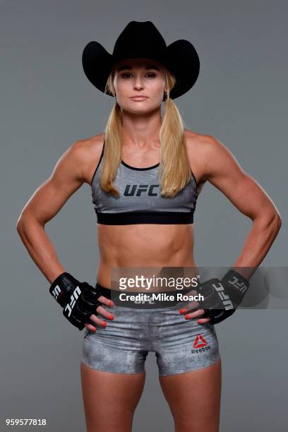 Andrea Lee poses for a portrait during a UFC photo session on May 16, 2018 in Santiago, Chile.
