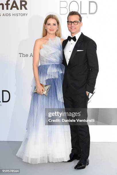 Jacinda Barrett and Gabriel Macht arrive at the amfAR Gala Cannes 2018 at Hotel du Cap-Eden-Roc on May 17, 2018 in Cap d'Antibes, France.