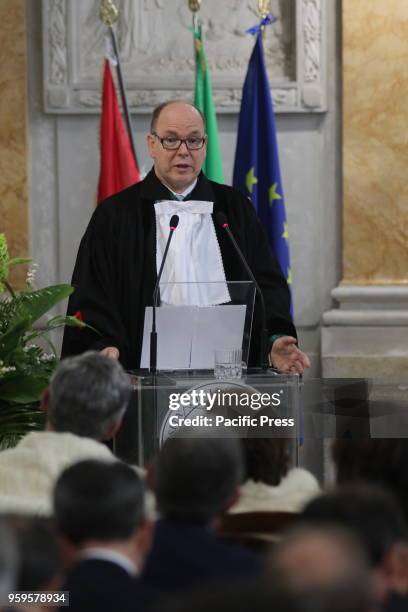 Prince Albert of Monaco receives the Laurea Magistrale Honoris Causa in Scienze e Tecnologie della Navigazione , a recognition that the Università...