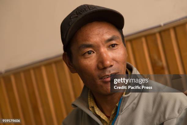 Kami Rita Sherpa is pictured during an interview as he talks about his attempt to summit Mount Everest for the 22nd time. 48 year old Sherpa climbed...