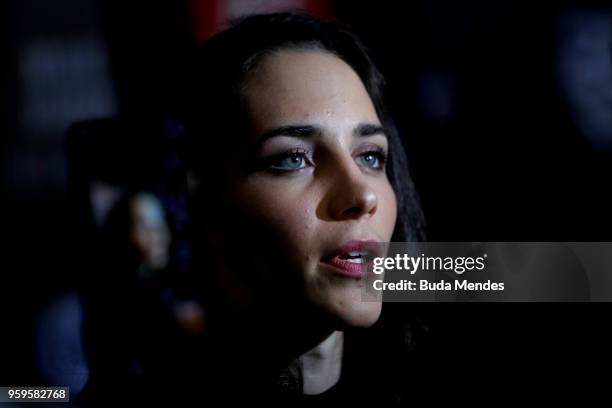 Women's flyweight contender Veronica Macedo of Venezuela speaks to the media during Ultimate Media Day on May 17, 2018 in Santiago, Chile.