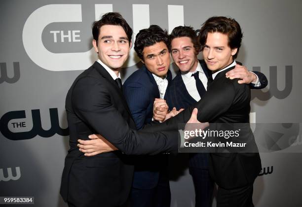 Apa, Charles Melton, Casey Cott and Cole Sprouse attend The CW Network's 2018 upfront at The London Hotel on May 17, 2018 in New York City.