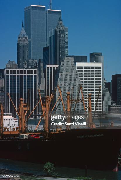 Lower Manhattan from Brooklynon June 10, 1979 in New York, New York.