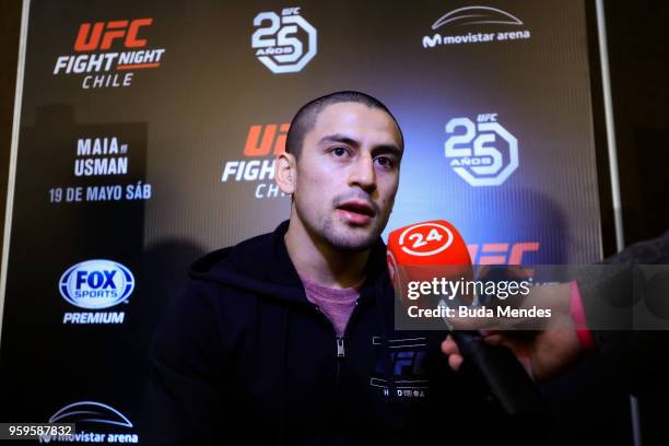 Bantamweight contender Diego Rivas of Chile attends the media during Ultimate Media Day on May 17, 2018 in Santiago, Chile.