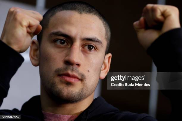 Bantamweight contender Diego Rivas of Chile attends the media during Ultimate Media Day on May 17, 2018 in Santiago, Chile.