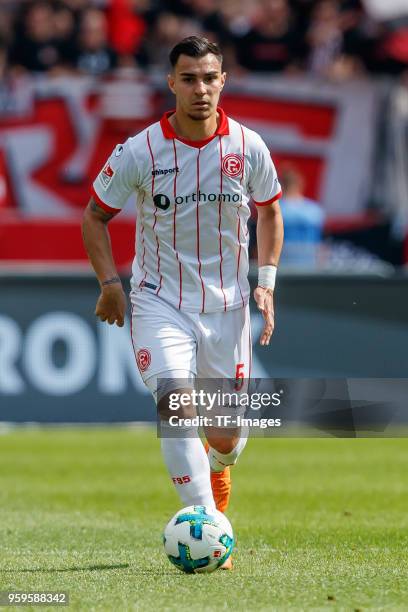 Kaan Ayhan of Duesseldorf controls the ball during the Second Bundesliga match between 1. FC Nuernberg and Fortuna Duesseldorf at Max-Morlock-Stadion...