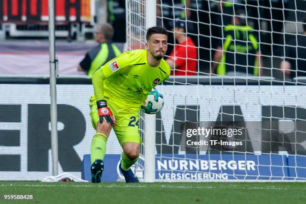 GoalkeeperFabian Bredlow of Nuernberg controls the ball during the Second Bundesliga match between 1. FC Nuernberg and Fortuna Duesseldorf at...