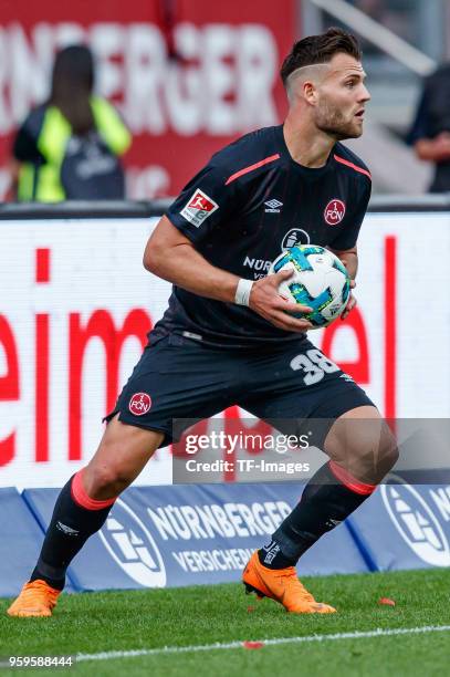 Eduard Loewen of Nuernberg controls the ball during the Second Bundesliga match between 1. FC Nuernberg and Fortuna Duesseldorf at...