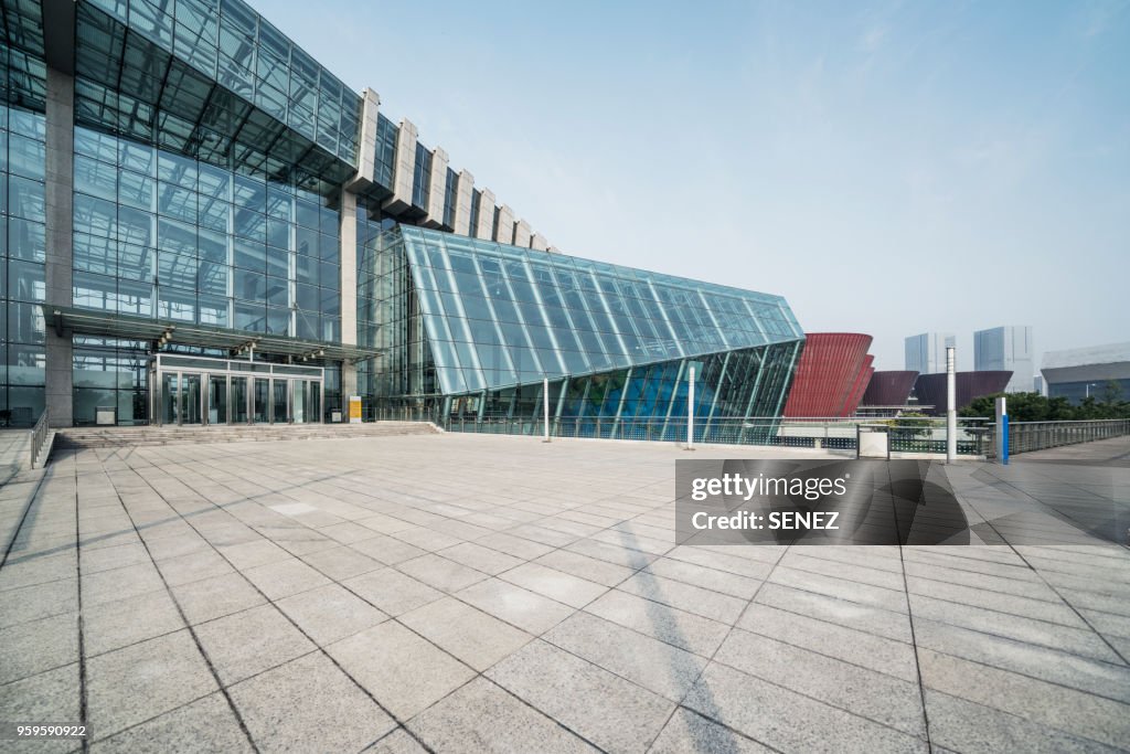 Modern building with glass wall