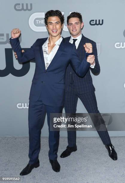 Actors Charles Melton and Casey Cott attend the 2018 CW Network Upfront at The London Hotel on May 17, 2018 in New York City.