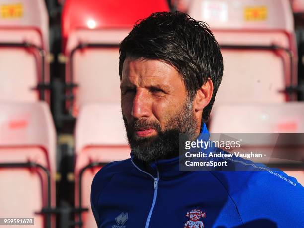 Lincoln City manager Danny Cowley during the pre-match warm-up prior to the Sky Bet League Two Play Off Semi Final:Second Leg between Exeter City and...