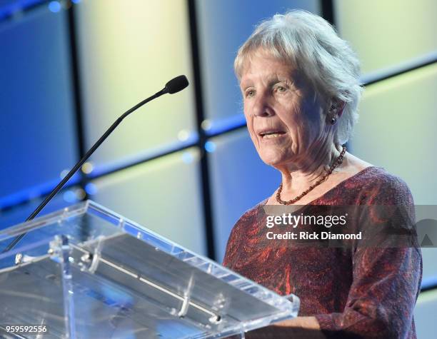 Sandra Chapin speaks onstage during the Music Biz 2018 Awards Luncheon for the Music Business Association on May 17, 2018 in Nashville, Tennessee.